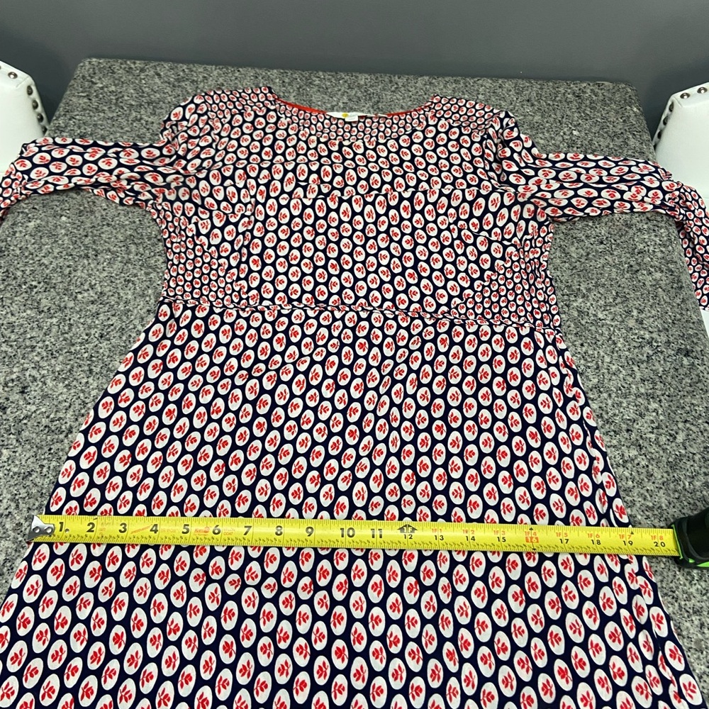 BODEN 8L Lightweight Floral Tunic Dress Long Sleeve Bell Cuff Navy Red Casual - Picture 16 of 16